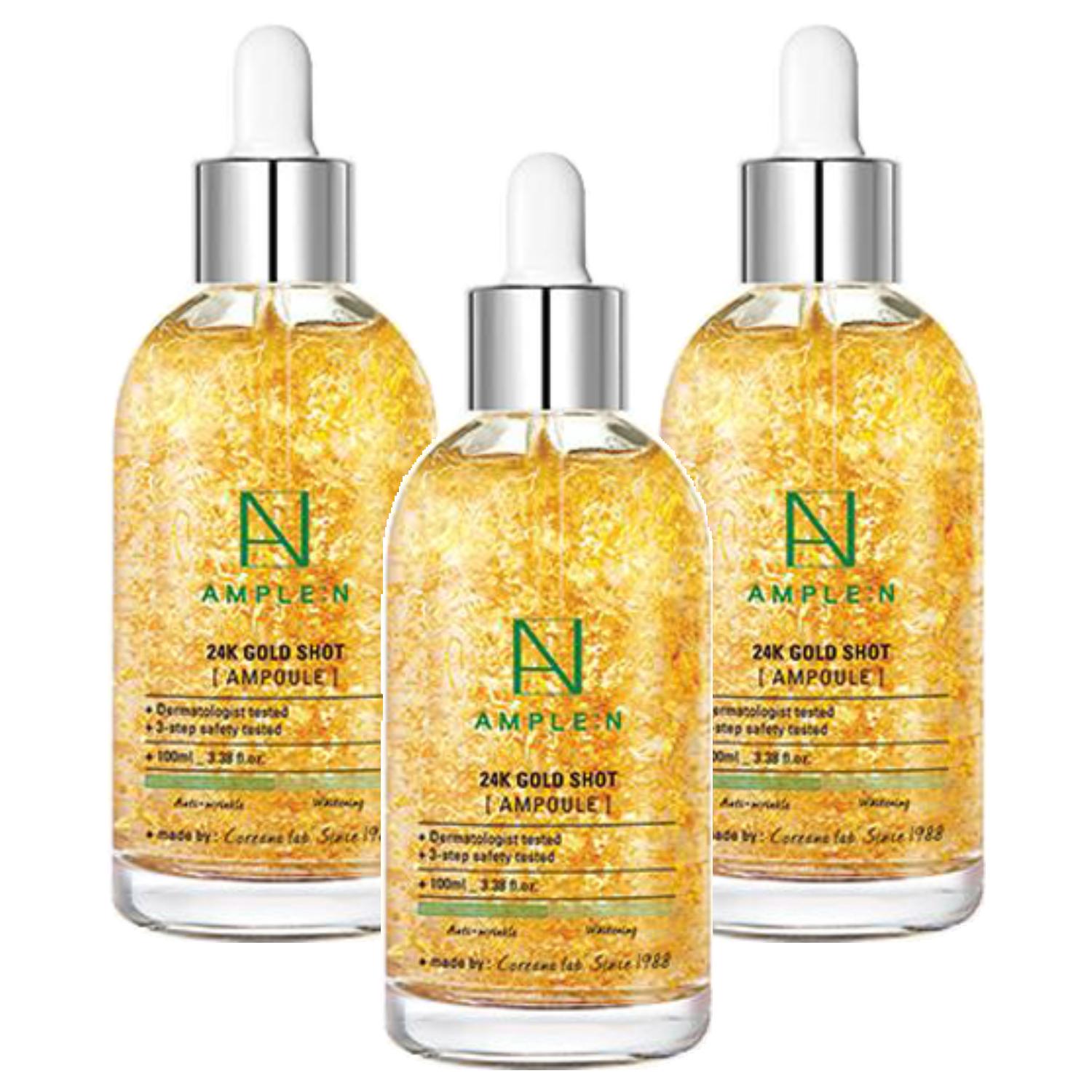 

ОБЕСПЕЧЕННЫЙ:N 24k Gold Shot Ampoule Укрепляющая и придающая сияние 100 мл 3PCS