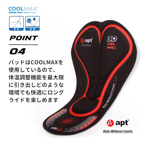 [apt'] Apt Men's Winter Bib Tights, Windbreak Front, Fleece Lining, Padded, 0-5°C, Reflective, Cycling Wear for Road Bikes (JP, Alphabet, M)