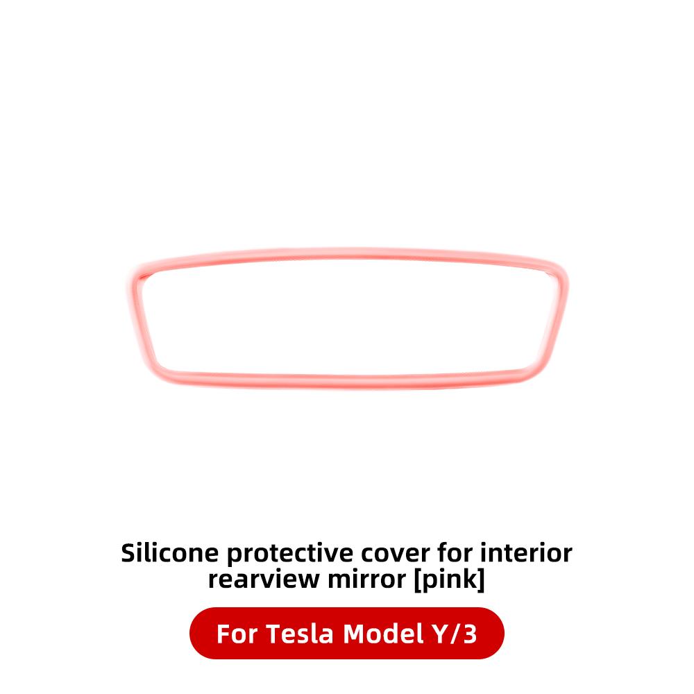 YZ For Tesla Model 3 Y Highland Juniper -2025 Silicone Rear View Mirror Protector Frame Center Console Rearview Cover