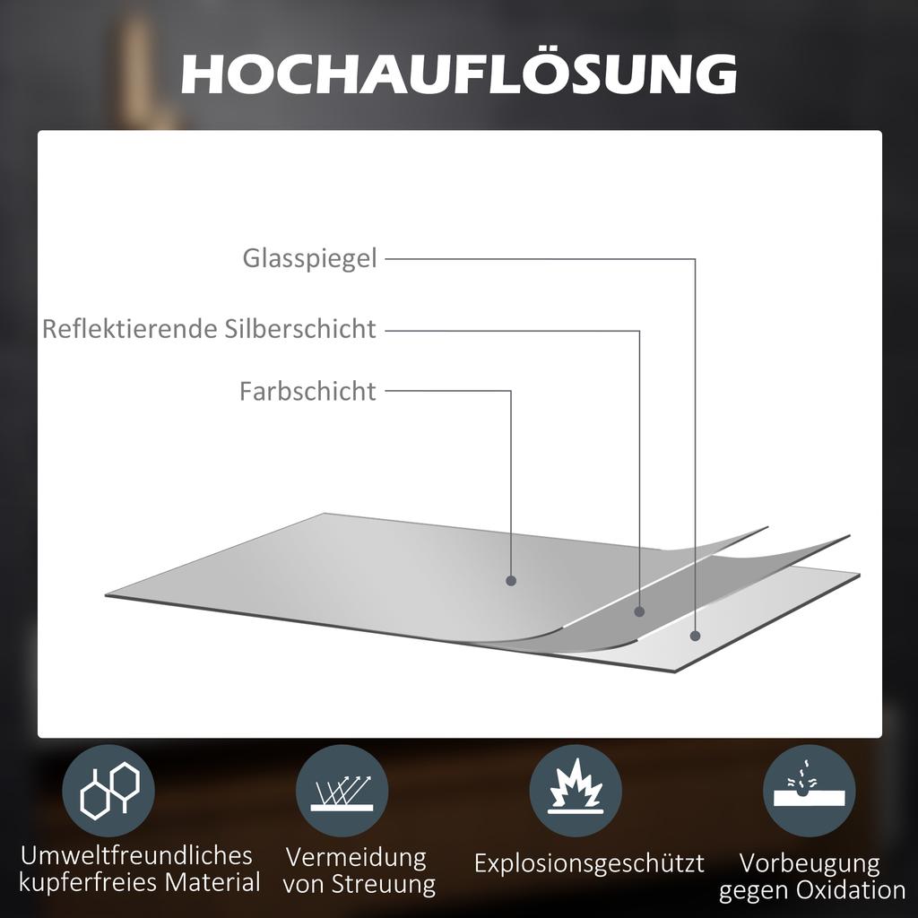 LED Badezimmerspiegel mit Lichtern, 3-fach Vergrößerungsspiegel, Dimmbarer beleuchteter Badezimmerspiegel, Schminkspiegel mit 3 Farben vorne und Hintergrundbeleuchtung, Intelligente Touch-Bedienung