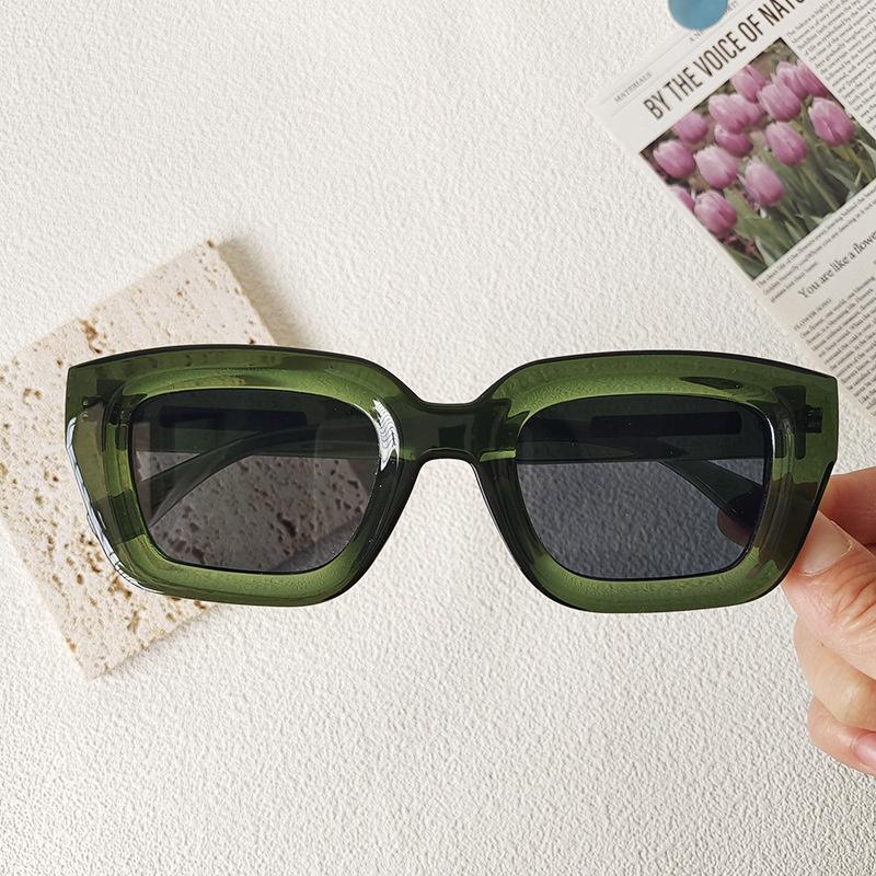 

1PC Vintage Square Frame Olive Green Sunglasses, Fashion Trendy Stylish Sunglasses, Niche Style Sunshades зелёный