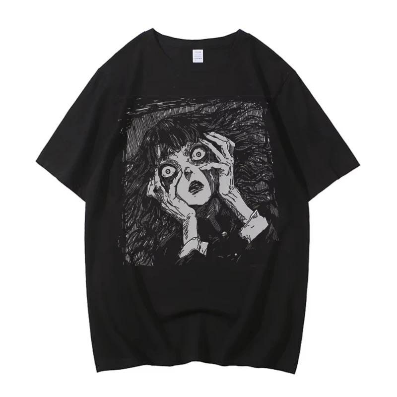 

Junji Ito T Shirt Men Punk Hip Hop Tees High Quality Casual T-shirt Anime Graphic Tees Unisex Streetwear Male Short Sleeves tee 4XL