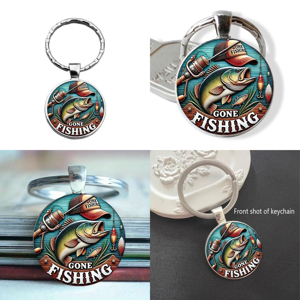 Modern Minimalist Glass Keychain With Fish Pattern Jewelry For Gift Giving