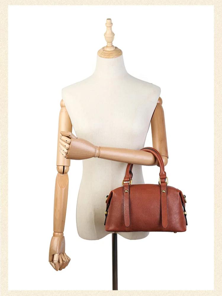 Johnature Women's Handbag Genuine Leather Retro Large Capacity Pillow Bag Commuting Versatile Cowhide Shoulder Bags