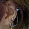 2 In 1 Angel Heart Wing Earrings Pendant Tassel One-piece Earring Helix Double Piercing Earring Chain Cartilage Dangle Earrings