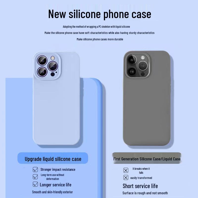 Liquid Silicone Case for iPhone 15 Pro Max with Full Lens Coverage