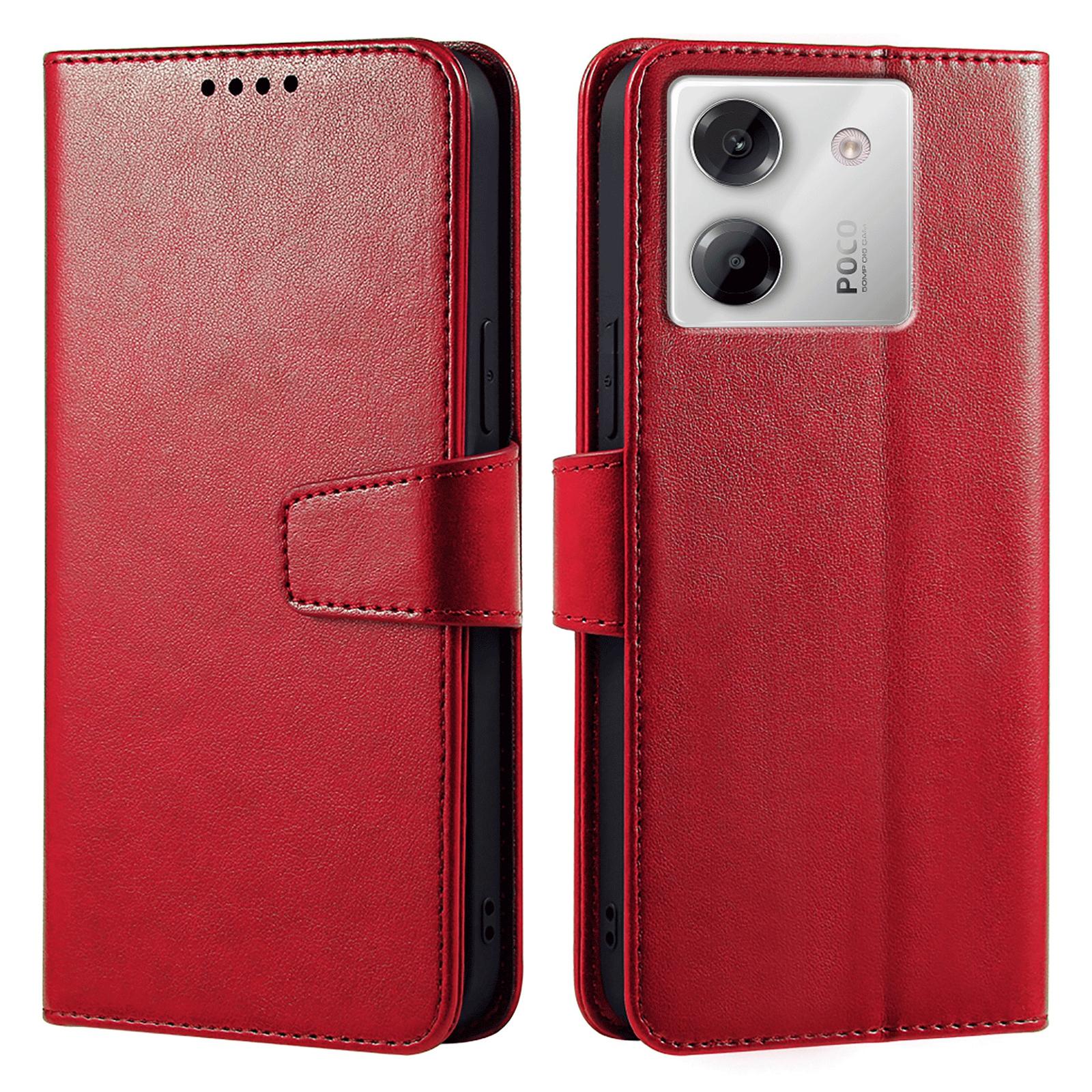 

For Xiaomi Poco M7 Pro 5G Case Stand Card Holder Wallet Leather Phone Cover Red