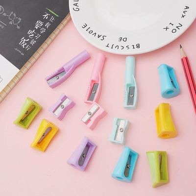 Colorful Mini Macaron Pencil Sharpener - Single Hole, Plastic Barrel, Student Stationery