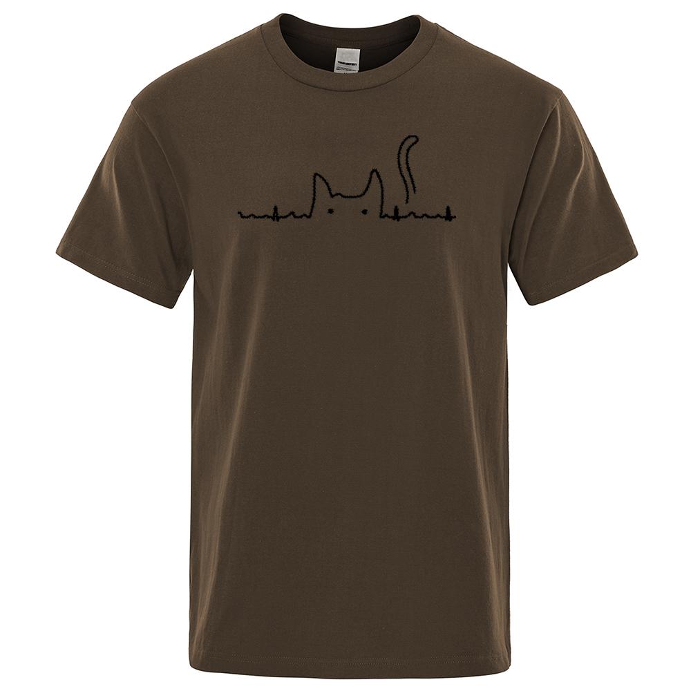 Casual Mens T Shirts Cat Cute Pritned Summer Cotton O-Neck T-shirt for Men Short Sleeve Top Tee Shirt Funny Streetwear T-shirts
