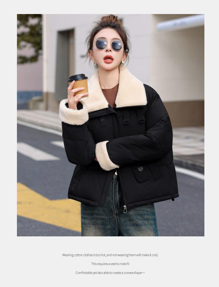 Women's Faux Wool Lapel  Down Cotton-padded Jacket