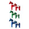 1 Pair Handcrafts Swedish Dala Horse Wooden Sculptures Painting Ornaments for Home Office Desktop and Shelf Decors