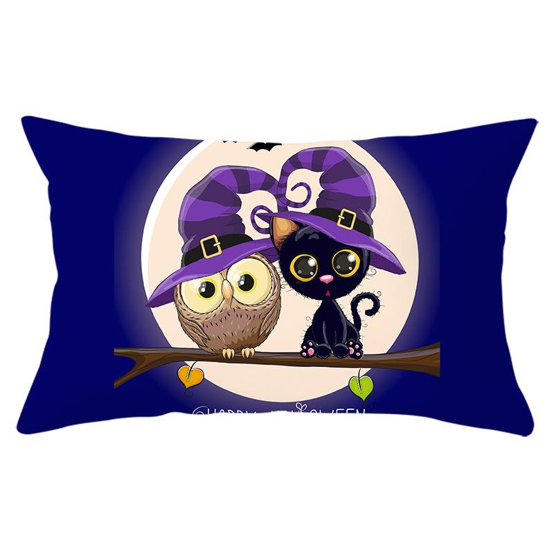 Halloween Cartoon Print Series Peach Skin Waist Pillow Cover Sofa Cushion Cover