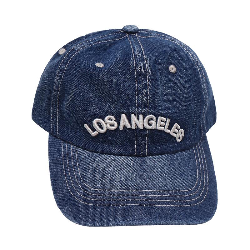 American-style Blue Denim Baseball Cap for Women, Summer Hat with Wide Brim, Suitable for Large Head Sizes, Makes the Face Look Smaller, Trendy