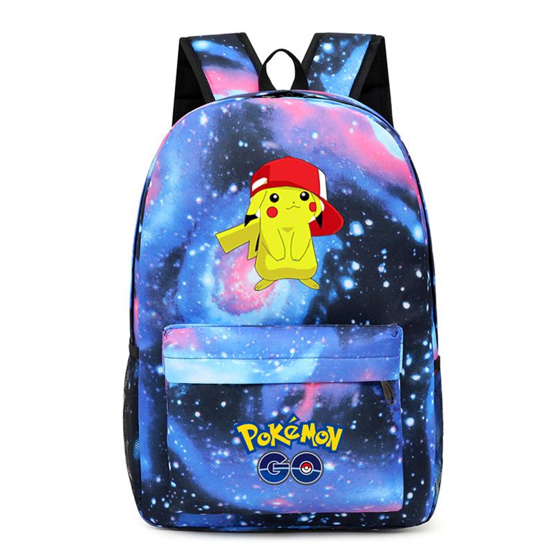 Pokemon Backpack Anime School Bag Pikachu Double Shoulder Bag Game Merchandise for Boys Girls Yellow