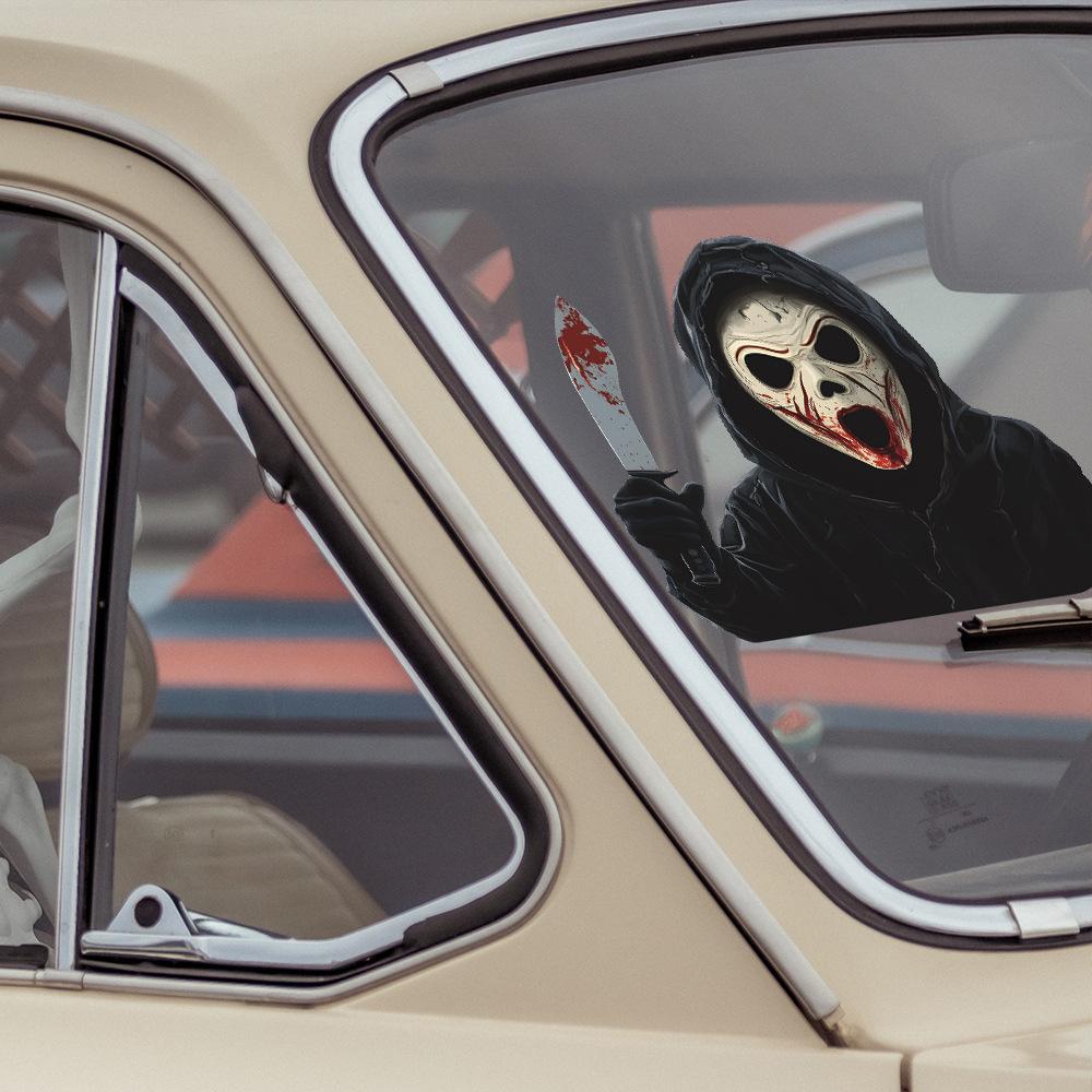 Halloween Horror Mask Male Balcony Glass Window Decoration Anti-static Window Stickers Without Glue