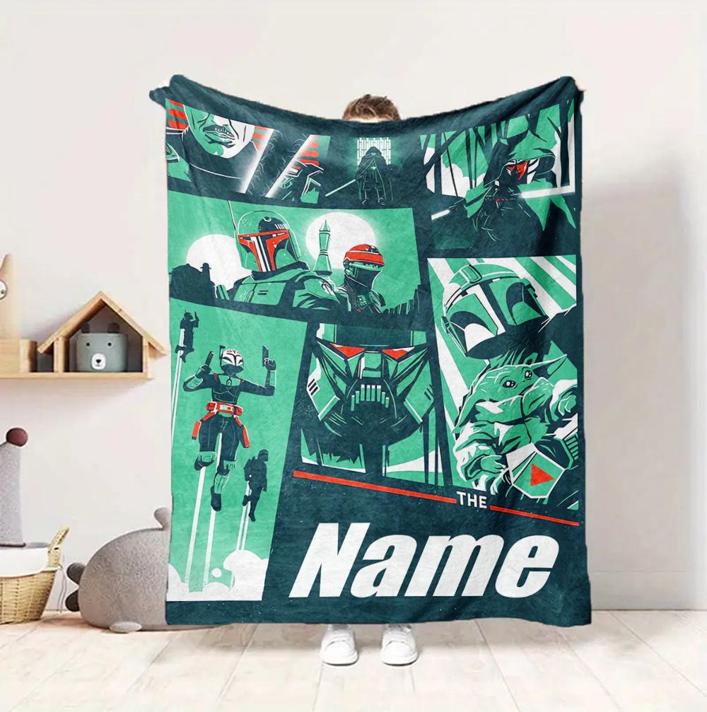 Custom Name Darth Vader Lightsaber Flannel Blanket Throw Blanket Soft Warm Sofa Bed Decor Unique Gift