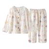Girls Long Sleeve Pajama Set Cotton Cloud Fabric Loose Fit Cartoon Print Home Wear Ages 8
