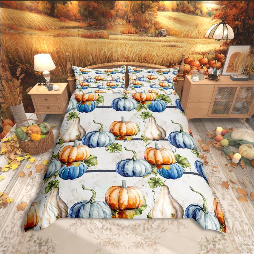 Homewish Thanksgiving Day Duvet Cover SetKawaii Gnome Bedding SetAutumn Harvest Pumpkin Comforter Cover Set