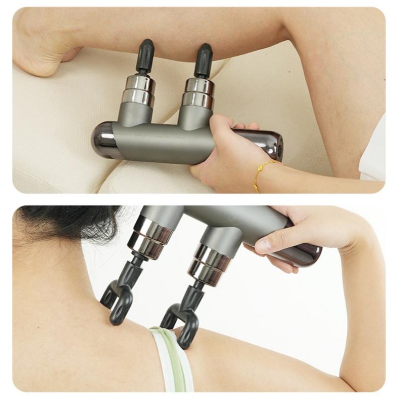 Doppelkopf-Faszienpistole Muskelmassage lindert Schmerzen, Muskelmembran multifunktionale Entspannung, Vibrationsfitness, elektrische Fas