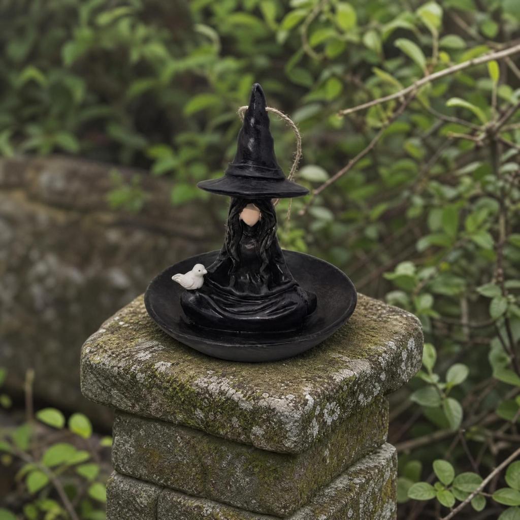 Witch Hanging Bird Feeder with Tray Whimsical for Wildlife Watching