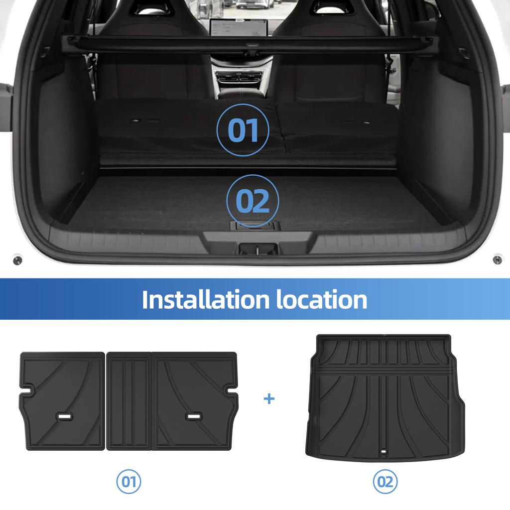 LUCKEASY Right Drive for Geely Starray EM-i 2025 2026 Car Floor Mats Cargo Liner Trunk Pad TPE 3D Foot Mat All Weather BLACK