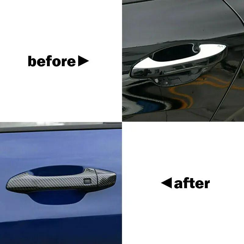 For Kia K5 Optima 2025 2025 2025 LHD Car Carbon Fiber Style Silver Exterior Door Handle Moulding Cover Trim Smart Keyhole Decor