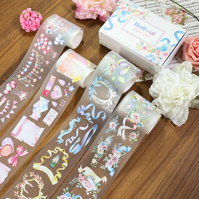Die-cut PET Washi Tape Set: Coffee Theme, European & American Style for Journaling & Decoration