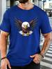Cool Aggressive Flying Bald Eagle Graphic Unisexs Cotton Crew Neck Tee Short Sleeve Loose Patriotic Casual Daily Street Male Top