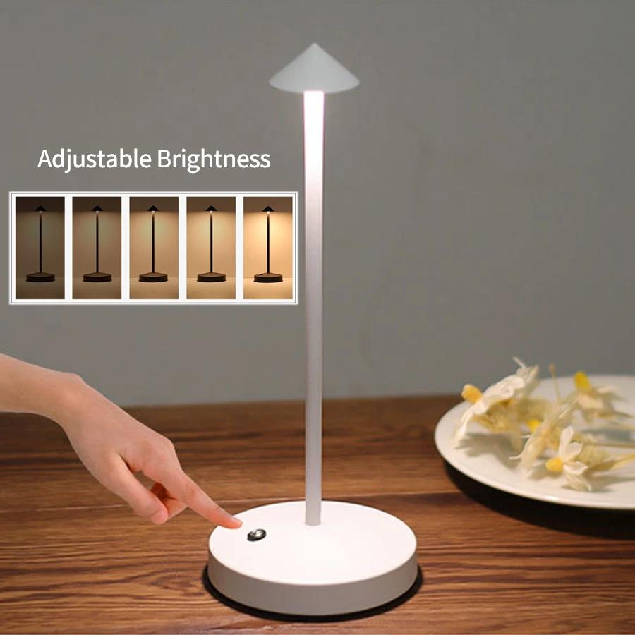 Rechargeable LED Table Lamp Touch Sensor Night Desk Lamp for Restaurant Hotel Bar Bedroom 3 Color Temperatures Stepless Dimming