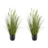 Artificial Grass Plant, 2 Pack 889mm Cattail Grass In Pot, Premium PVC Faux Fake Greenery Shrubs Plant for Indoor Outdoor House Home Garden Office