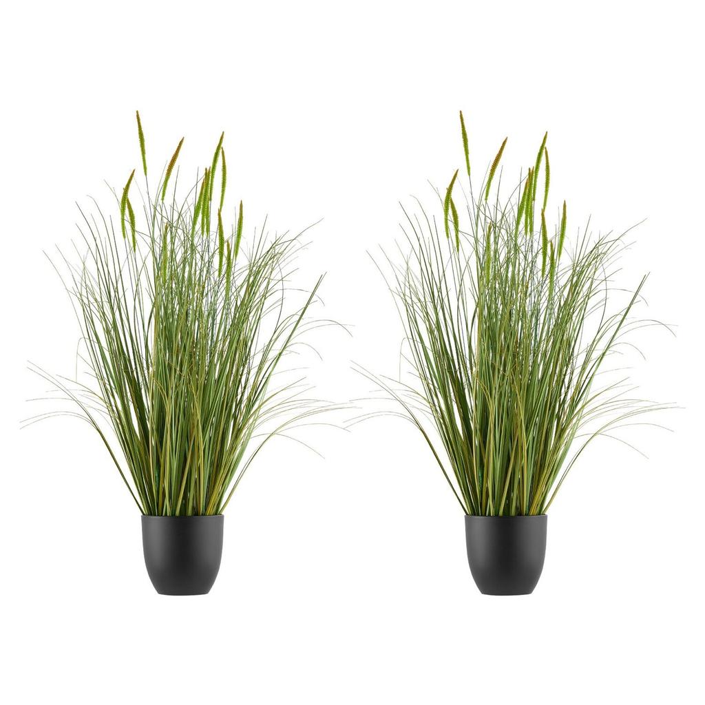 Artificial Grass Plant, 2 Pack 889mm Cattail Grass In Pot, Premium PVC Faux Fake Greenery Shrubs Plant for Indoor Outdoor House Home Garden Office