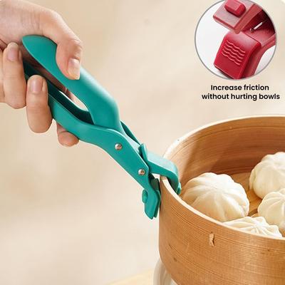 Multi-Purpose Anti-Scald Bowl Holder Clip for Hot Food , Anti-Scalding Hot Plate Tongs  Bowl Holder Clip, Silicone Non-Slip Heat Insulation Clip