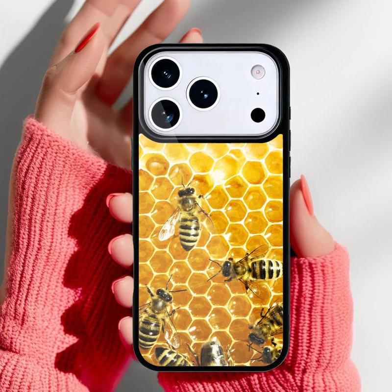 Bumble Bee Honeycomb Honey Phone Case for iPhone 17 16 15 14 13 Pro Max Back Cover for 12 11 Pro Coque