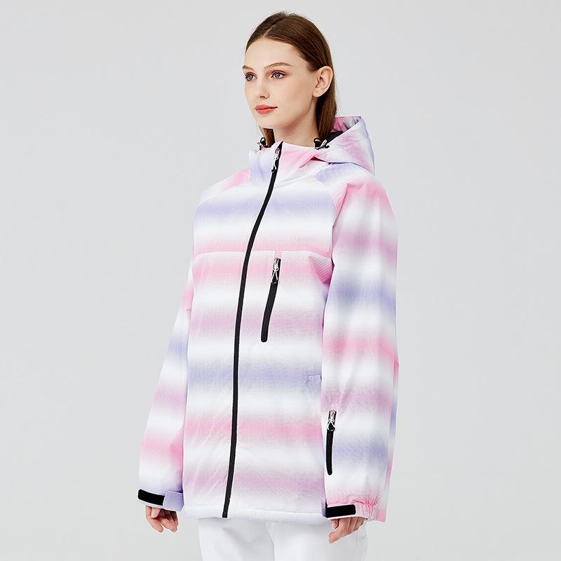 Dámské lyžařské bundy Venkovní větruodolná voděodolná snowboardová bunda Prodyšná teplá lyžařská bunda s mnoha kapsami pro dámskou sněhovou bundu s kapucí