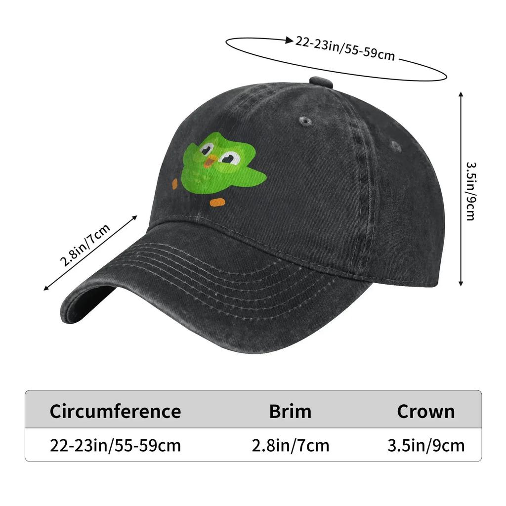 Duolingo Logo Green Owl Cartoon Baseball Cap Outfit For Unisex  Adjustable Trucker Hat