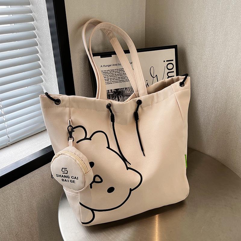 

Холщовая сумка Женская Высокого класса и Универсальная Сумка-тоут Большой вместимости Сумка через плечо с котенком Трендовая