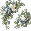Wedding Entrance Floral Decor with Faux Flower Swag Featuring Lifelike Silk and Plastic Flowers for Ceremony and Reception Party