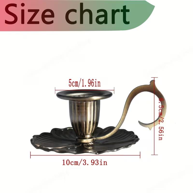 1PCS Retro Metal Taper Candle Holder European Retro Handheld Small Candlestick Crafts Bronze Table Candle Holder Home Decor