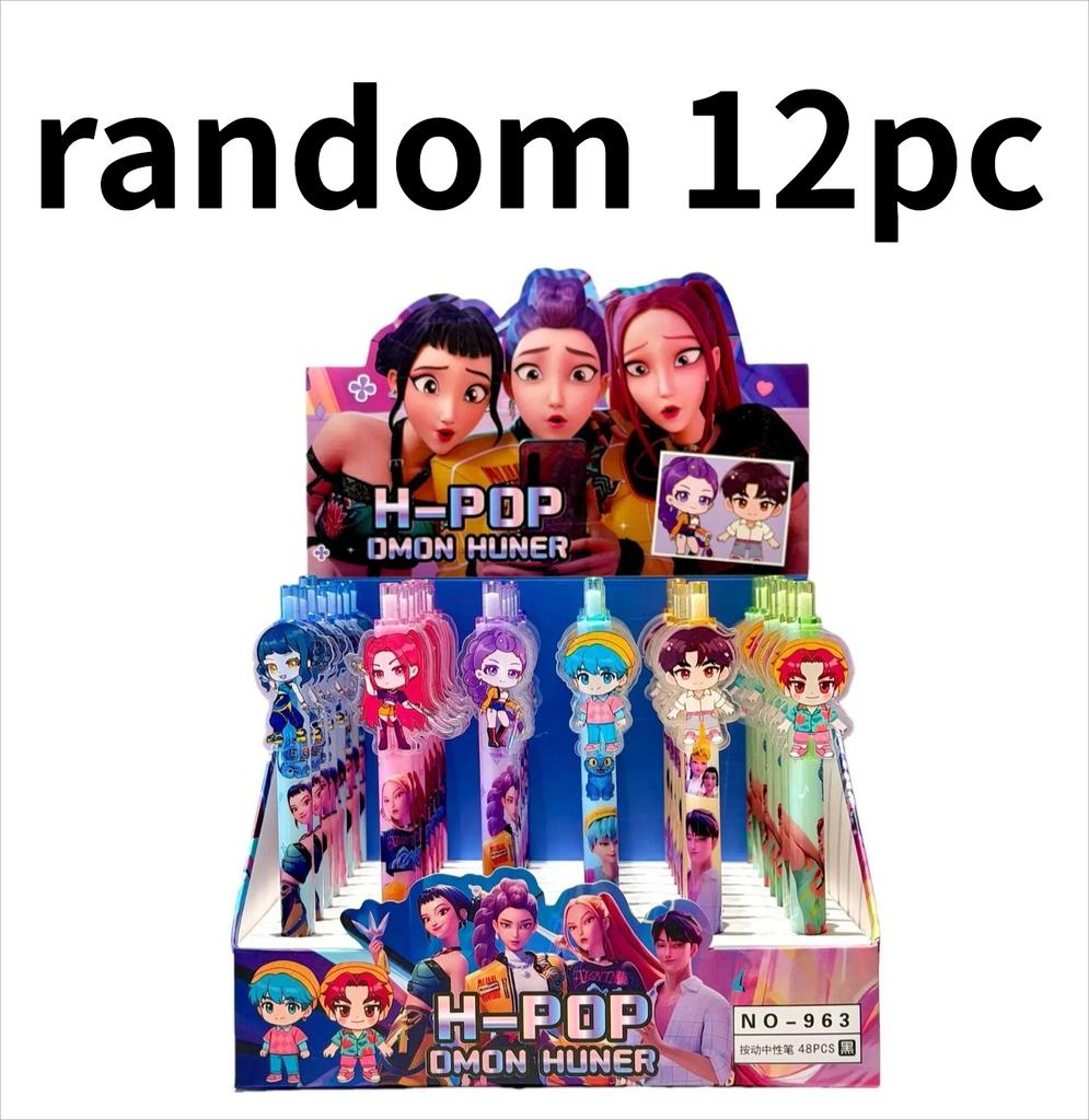 2026 hot Cute K-POP Demon Hunters Press Gel Pens 6PCS 0.5mm Black Acrylic Patch High-Value School Stationery for Students