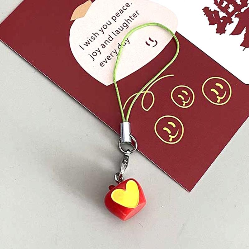 1Pc Cute Love Apple Keychain Apple Core Mobile Phone Rope Pendant Car Keyring U Disk Backpack Charms Bag Decor Send Bestie Gift
