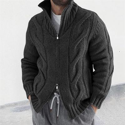 Autumn Winter Sweater Men's New Solid Color Stand Collar Long Sleeve Knitted Sweater Fashion Men's Cardigan Sweater