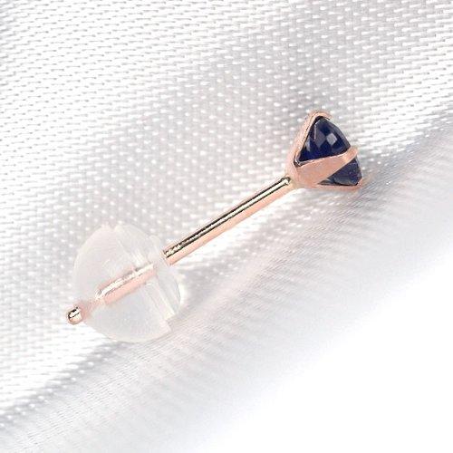 10K Pink Gold 3mm Stud Earrings (Pair) with September Birthstone Sapphire
