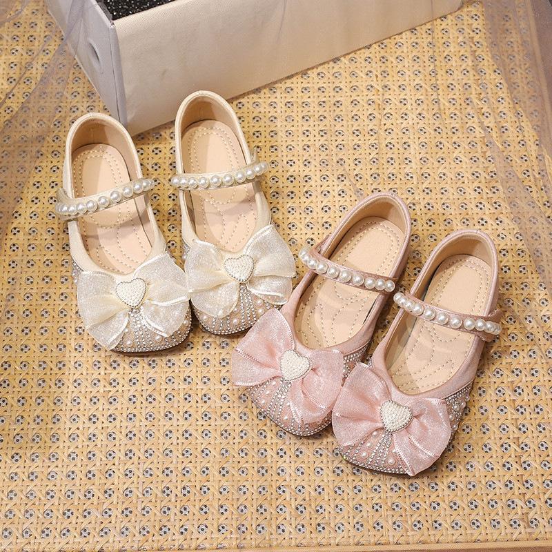 Girls' Shoes Princess Shoes Spring and Autumn New Children's Leather Shoes Crystal Butterfly Flower Shoes Baby Single Shoes