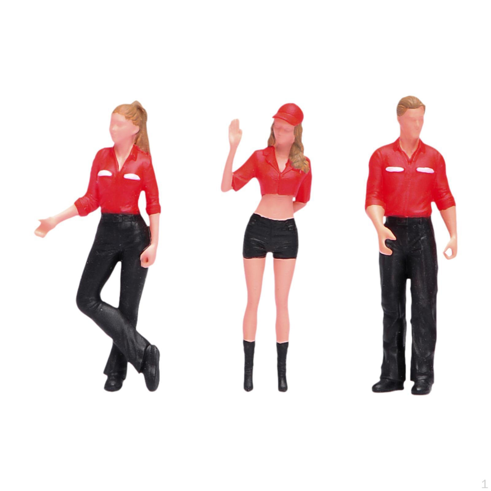 3 Pieces 1/64 Gas Station Figure Diorama Scenery Collectible Trains Architectural Decor Painted