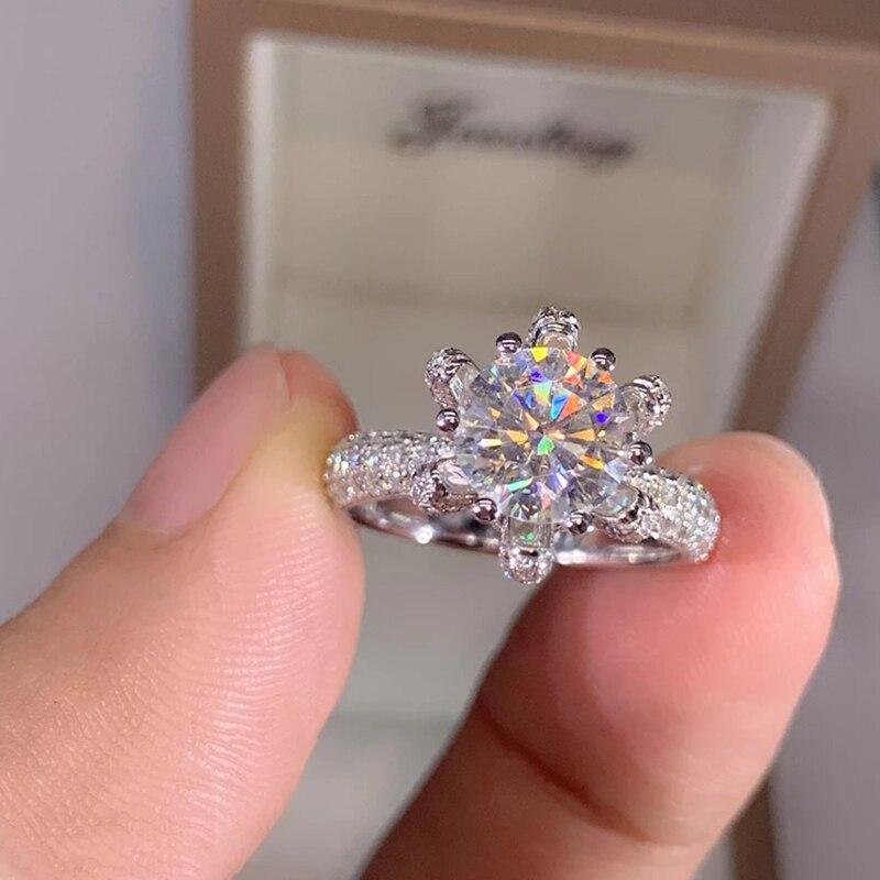 5ct11mm Moissanite Rings 5ct Brilliant Diamond Halo Engagement Rings For Women Girls Promise Gift Sterling Silver Jewelry