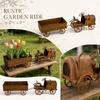 Rustikaler Traktor-Pflanztopf Gartendeko Metall-Blumentopf für Außenbereich mit Anhänger für Terrasse Rasen Hof Auslage