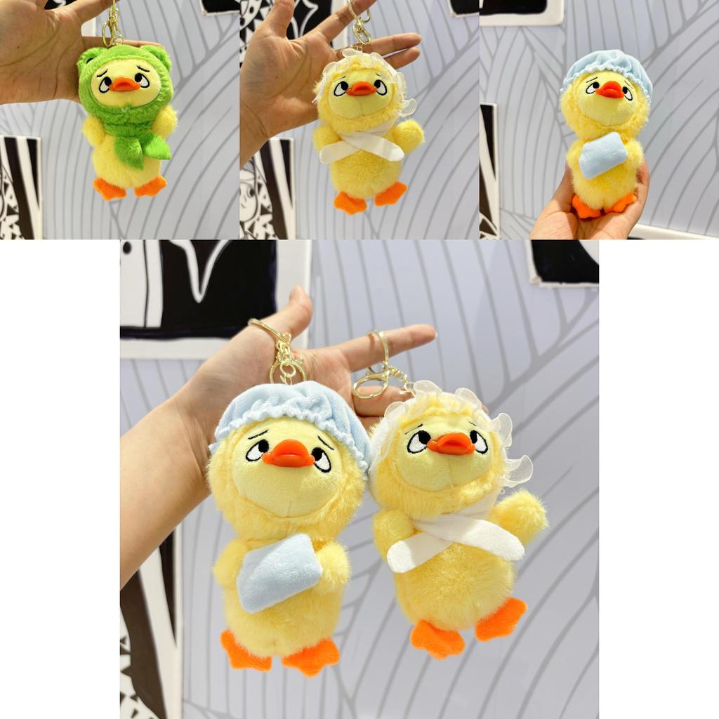Charming Short Plush Duck Pendant Colorful Stuffed Animal Keyring For Bags