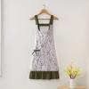 Adjustable Floral Print Cooking Apron with Pockets Stylish Tie-up Work Apron for Women Machine Washable Art Apron