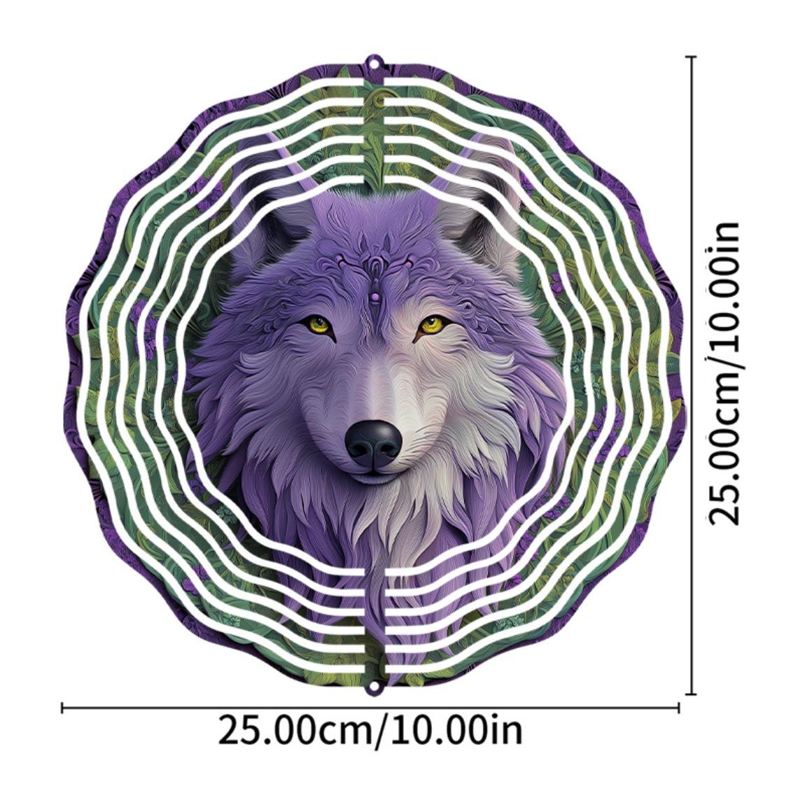 

10 Inch Wolf Design Wind Chime Outdoor Decor Rotating Hook Balcony Garden Hanging Ornament No Battery Needed Handmade Art Gift