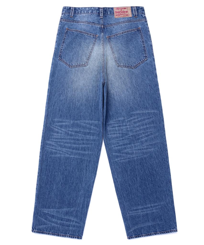 Iseuteuseobiseusyab Cat Brush Washing Denim Pants - M/Blue